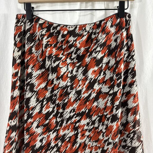 Cato Orange Brown Artsy Flowy Elastic Waist Pull On Skirt Womens Size M Fall - Picture 4 of 9